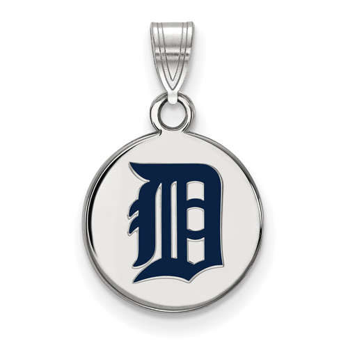 Sterling Silver 1/2in Detroit Tigers Enamel Disc Pendant