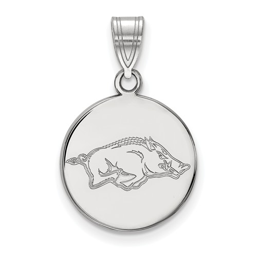 Sterling Silver 5/8in University of Arkansas Round Pendant