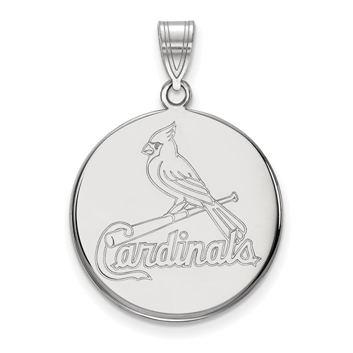 14kt White Gold 3/4in St. Louis Cardinals Disc Pendant