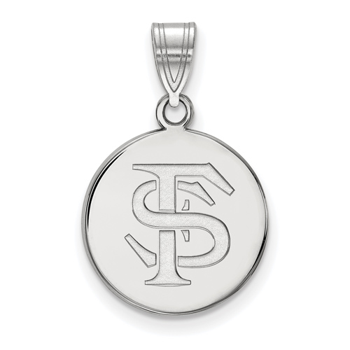 14kt White Gold 5/8in Florida State University FS Disc Pendant