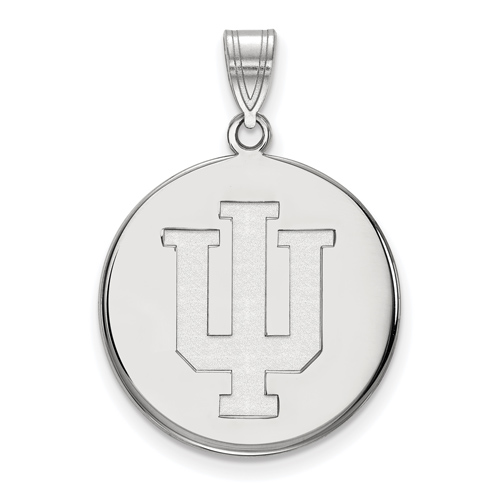 10kt White Gold 3/4in Indiana University Logo Disc Pendant