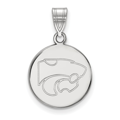 Kansas State University Disc Pendant 5/8in 14k White Gold