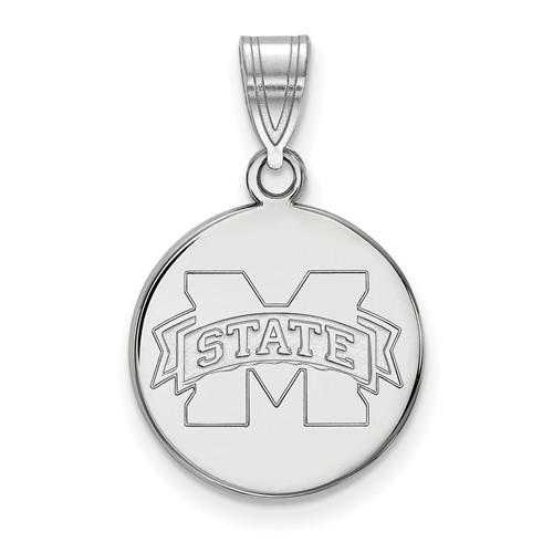 Mississippi State University Disc Pendant 5/8in 14k White Gold