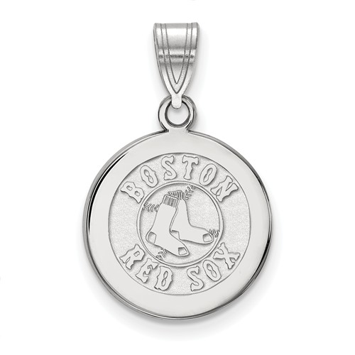 10kt White Gold 5/8in Boston Red Sox Disc Pendant