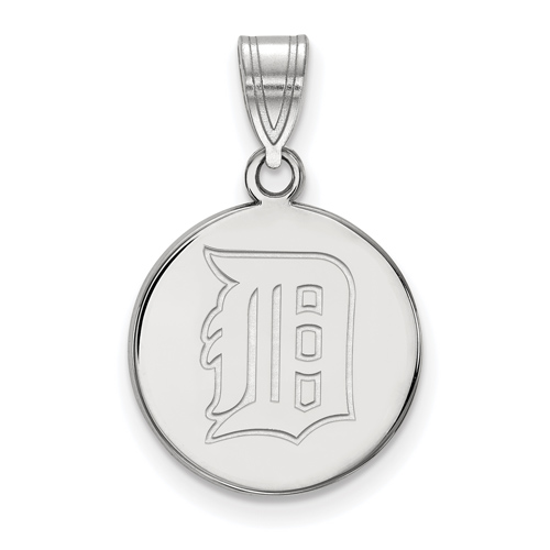 Sterling Silver 5/8in Detroit Tigers Disc Pendant