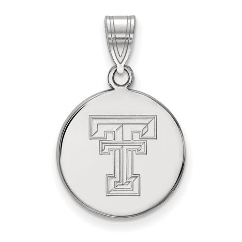 Sterling Silver 5/8in Texas Tech University Disc Pendant