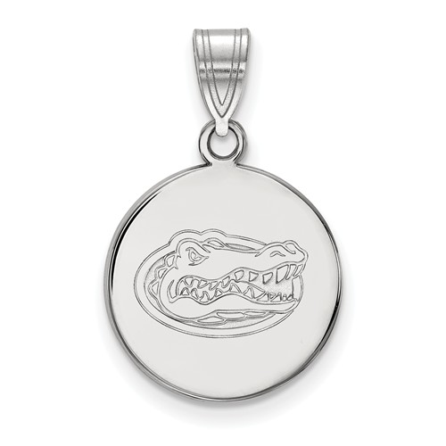 Sterling Silver 5/8in University of Florida Gator Head Disc Pendant