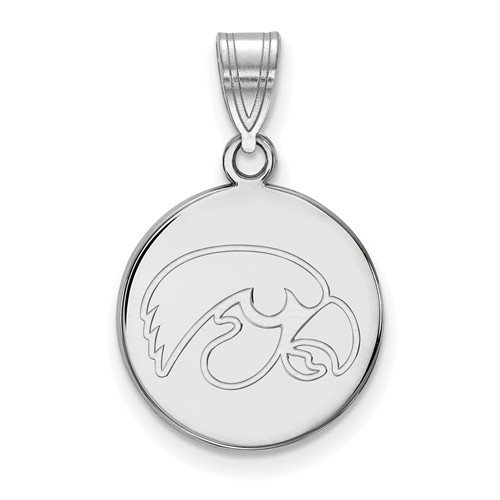 University of Iowa Round Pendant 5/8in 14k White Gold
