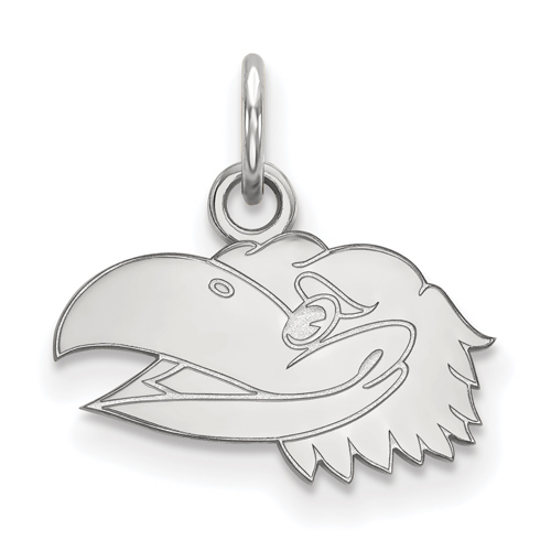 Sterling Silver 3/8in University of Kansas Jayhawk Face Charm