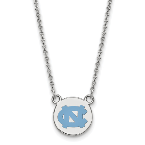 Silver 1/2in University of North Carolina NC Enamel 18in Necklace