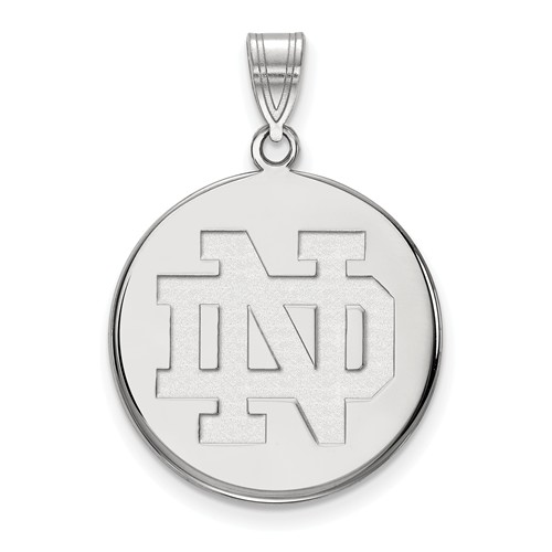 Sterling Silver 7/8in University of Notre Dame Round Pendant