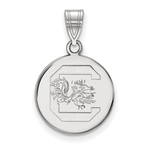 14kt White Gold 5/8in University of South Carolina Disc Pendant
