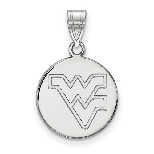 14kt White Gold 5/8in West Virginia University WV Disc Pendant