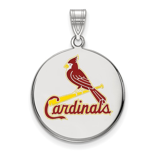 Sterling Silver 3/4in St. Louis Cardinals Enamel Disc Pendant