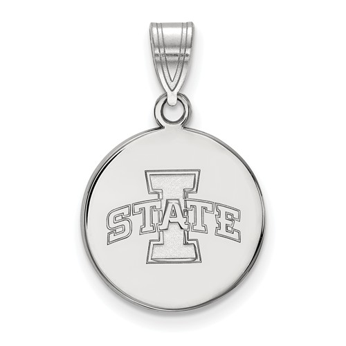 Iowa State University Round Pendant 5/8in Sterling Silver