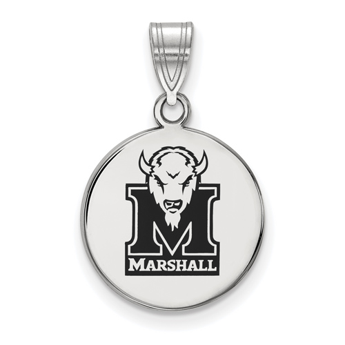 Sterling Silver 5/8in Marshall University Round Enamel Pendant