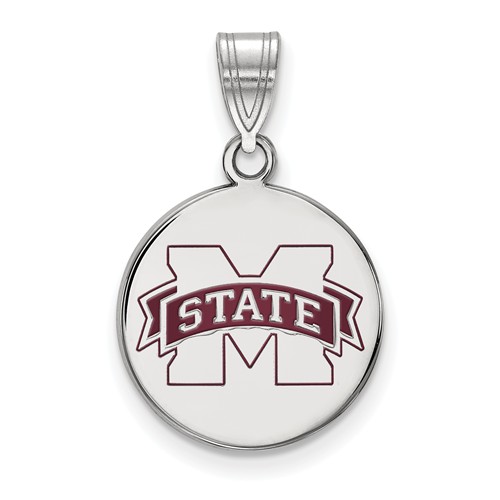 Mississippi State University Enamel Disc Pendant 5/8in Sterling Silver