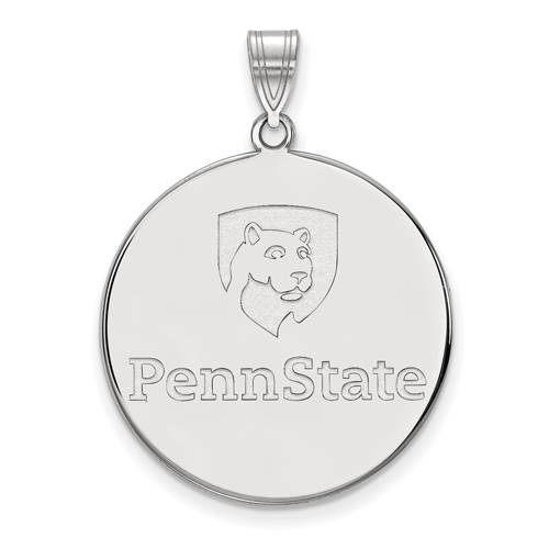 14kt White Gold 1in Penn State University Round Lion Shield Pendant