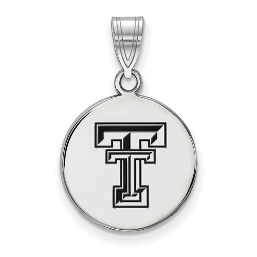 Sterling Silver 5/8in Texas Tech University Enamel Disc Pendant