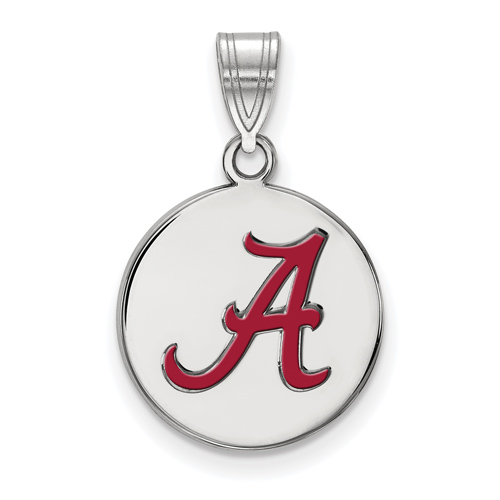 Sterling Silver 5/8in University of Alabama Enamel A Disc Pendant