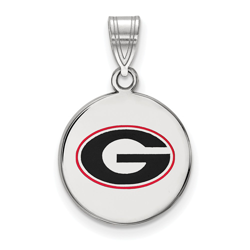 Sterling Silver 5/8in University of Georgia G Head Enamel Pendant