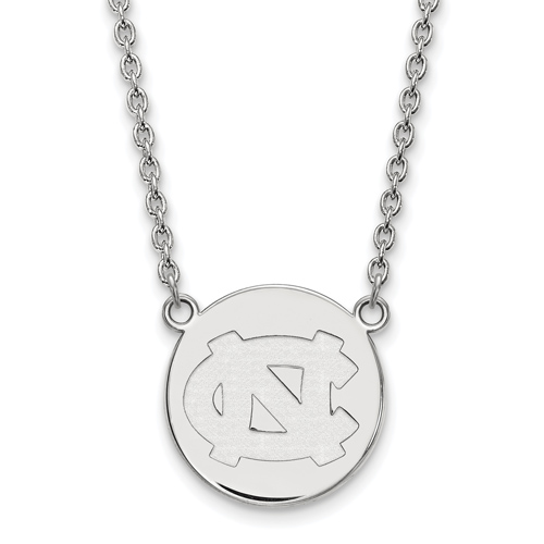 Silver University of North Carolina NC Disc Pendant with 18in Chain
