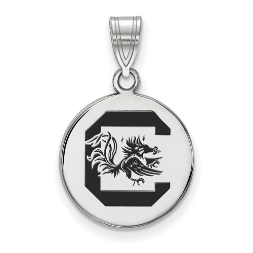 Silver 5/8in University of South Carolina Medium Enamel Disc Pendant