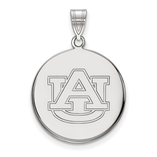 14kt White Gold 1in Auburn University Disc Pendant