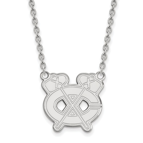 Chicago Blackhawks Tomahawks Necklace 3/4in Sterling Silver