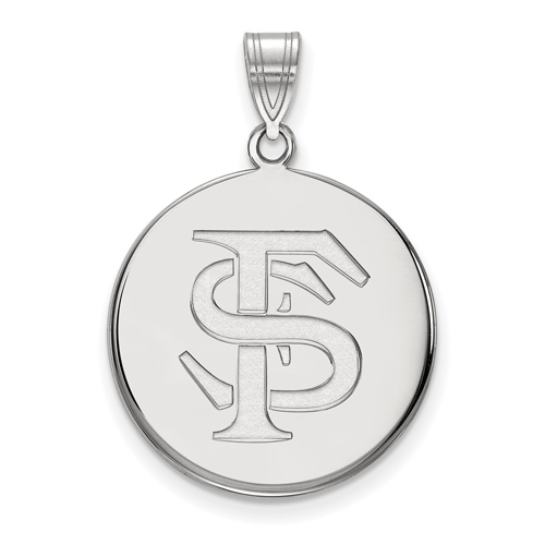 Sterling Silver 7/8in Florida State University FS Disc Pendant