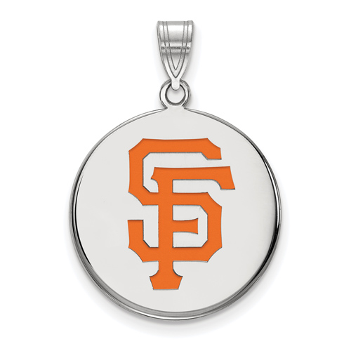 Sterling Silver 3/4in San Francisco Giants Enamel Disc Pendant