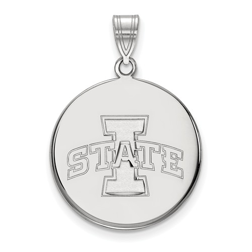 Iowa State University Disc Pendant 3/4in Sterling Silver