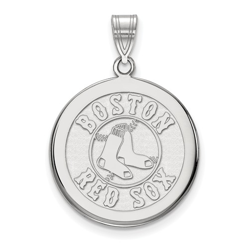 14kt White Gold 3/4in Boston Red Sox Disc Pendant