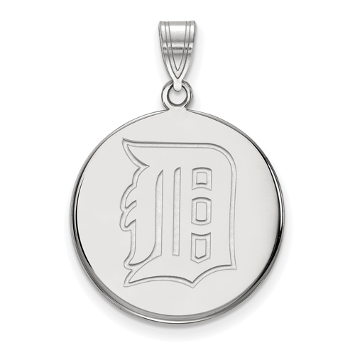 Sterling Silver 3/4in Detroit Tigers Disc Pendant