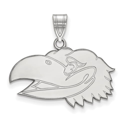 Sterling Silver 5/8in University of Kansas Jayhawk Head Pendant