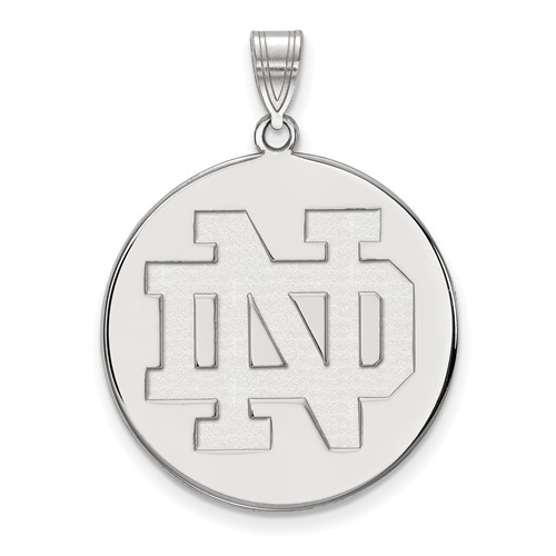 14k White Gold 1in University of Notre Dame Round Logo Pendant