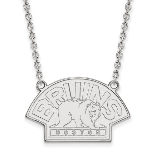 10k White Gold Boston Bruins Bear Necklace
