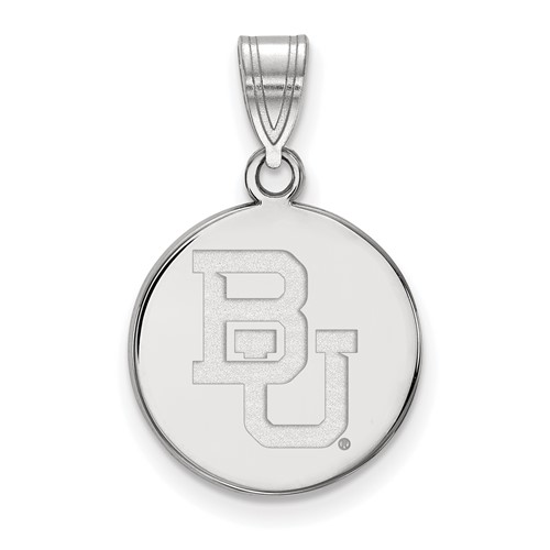 Sterling Silver 5/8in Baylor University Round Pendant