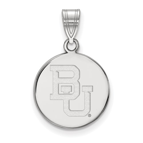 10k White Gold 5/8in Baylor University Round Pendant