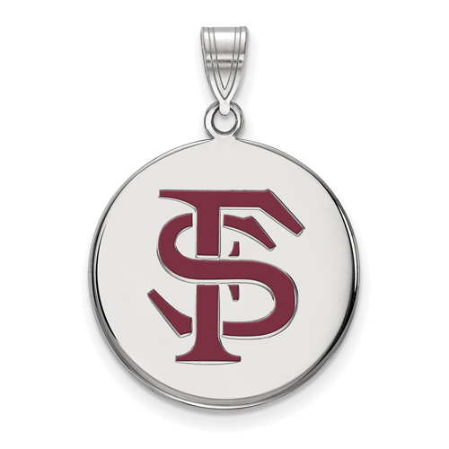 Sterling Silver 3/4in Florida State University FS Enamel Disc Pendant