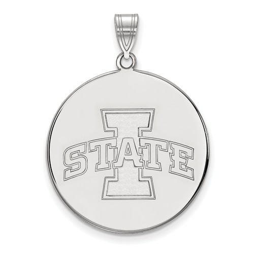 Iowa State University Disc Pendant 1in Sterling Silver