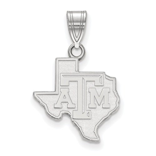 Sterling Silver 5/8in Texas A&M University State Outline Pendant
