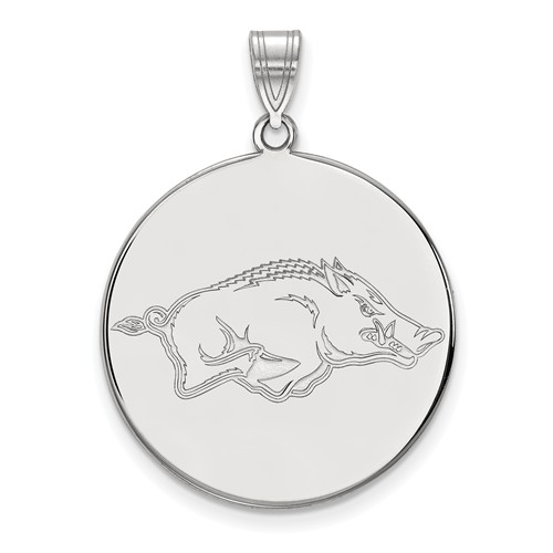 Sterling Silver 1in University of Arkansas Round Pendant