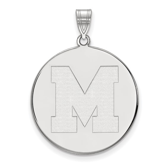 Sterling Silver University of Memphis M Disc Pendant 1in