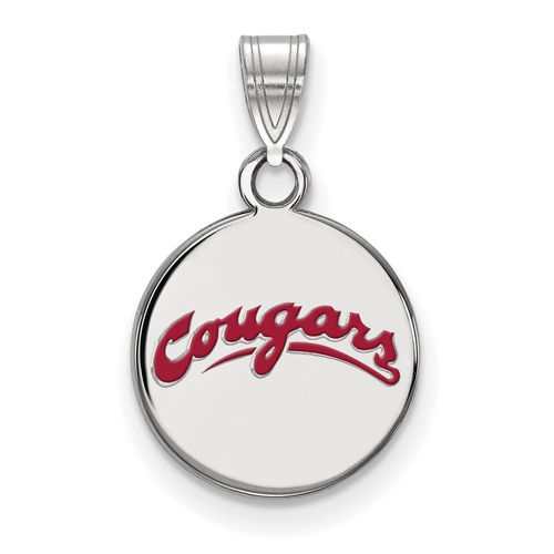 Sterling Silver 1/2in Washington State University Enamel Pendant