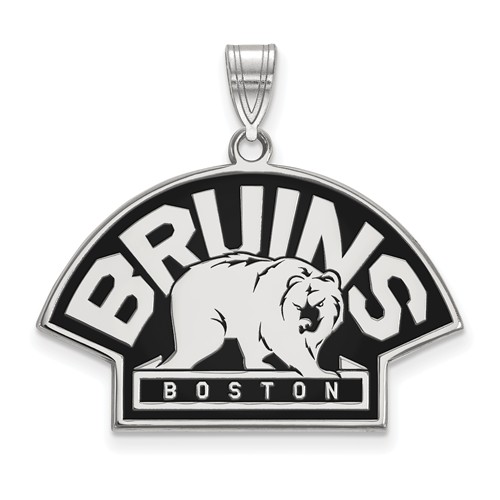 Sterling Silver 3/4in Boston Bruins Bear Enamel Pendant