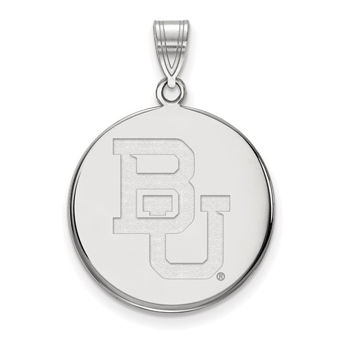 Sterling Silver 7/8in Baylor University Round Pendant