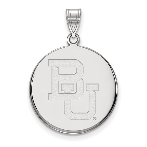 14k White Gold 7/8in Baylor University Round Pendant