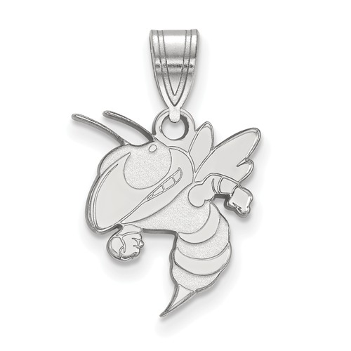 10k White Gold Georgia Tech Buzz Pendant 5/8in