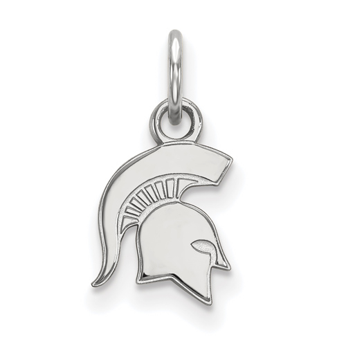 Sterling Silver 3/8in Michigan State University Spartan Helmet Pendant